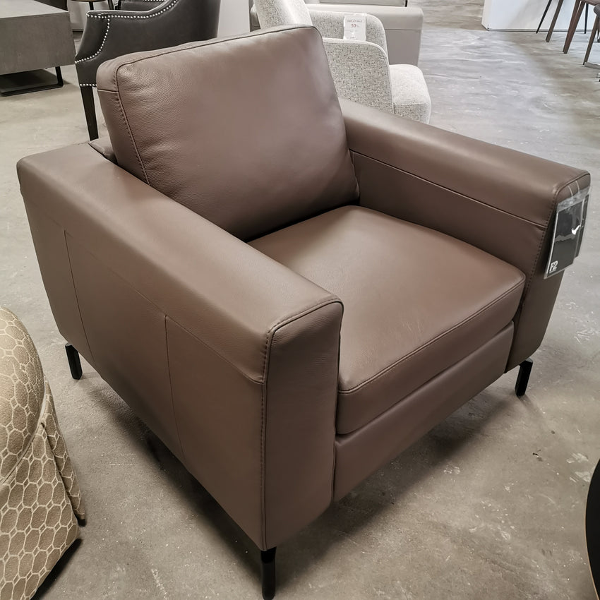 Sollievo Chair in Dark Taupe Leather - F2 Furnishings