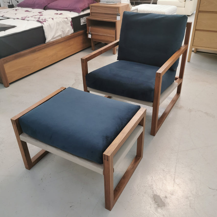 Chiara Chair & Ottoman in Urban Navy