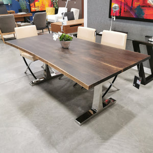 Toulouse Dining Table in Seared Oak & Stainless Steel