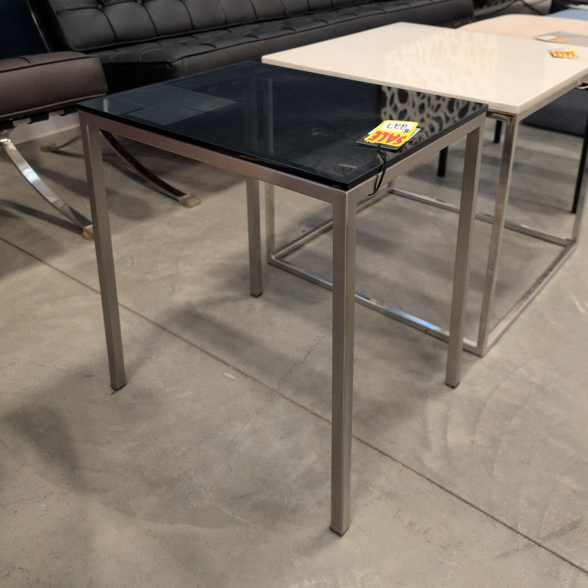 Custom End Table with Glass Top