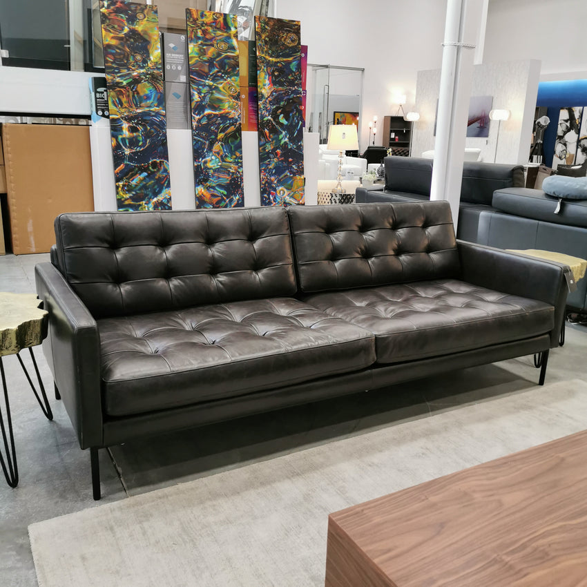 Towne Sofa in Saddle Black Leather - F2 Furnishings